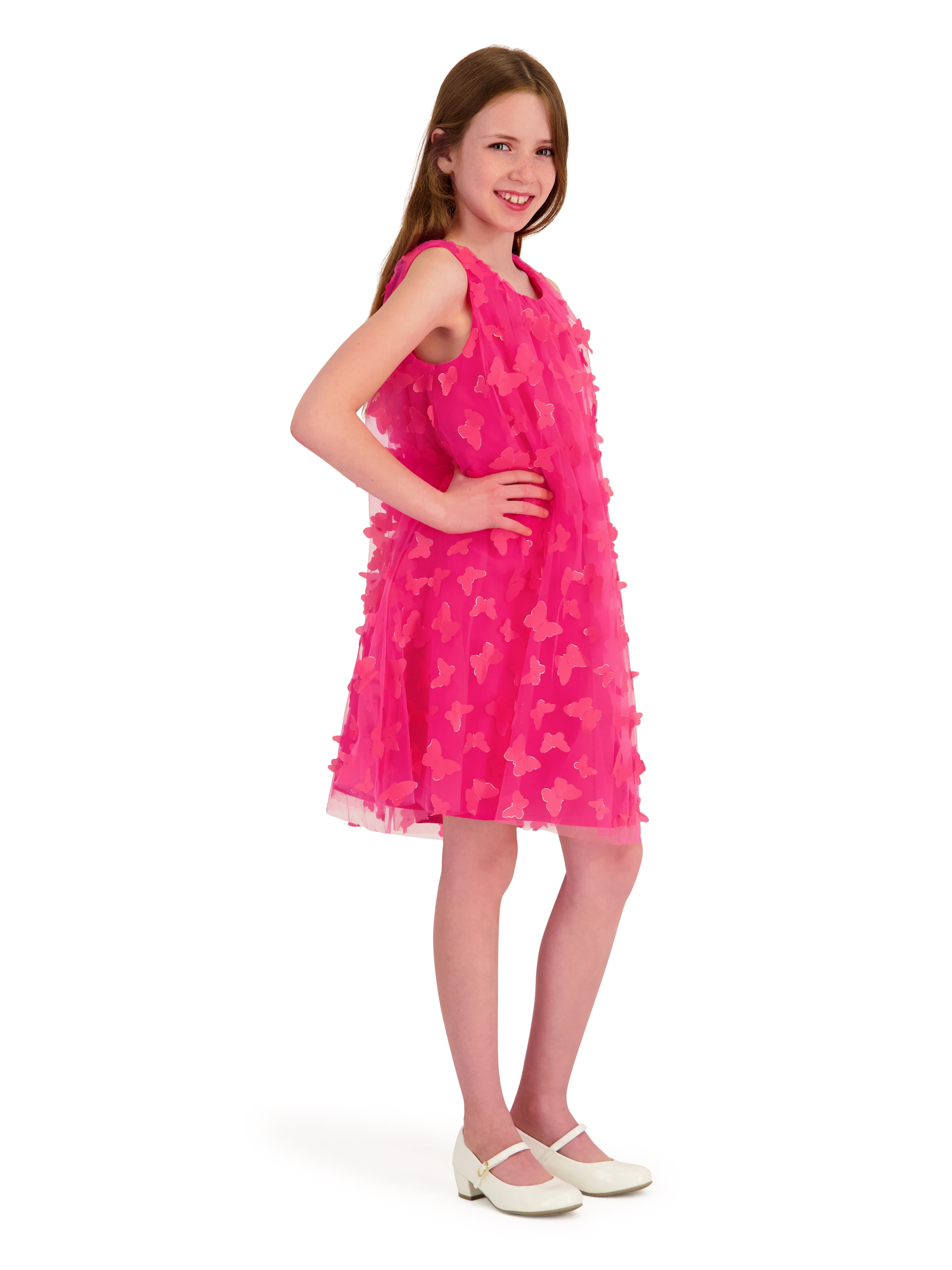 Kensie Girl Sleeveless 3D Butterfly Mesh A Line Dress, Sizes 4-16