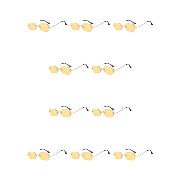 Sonducket Gafas de sol rectangulares de metal a la moda con visión clara y protección con materiales resistentes amarillo dorado amarillo oro 10Conjunto