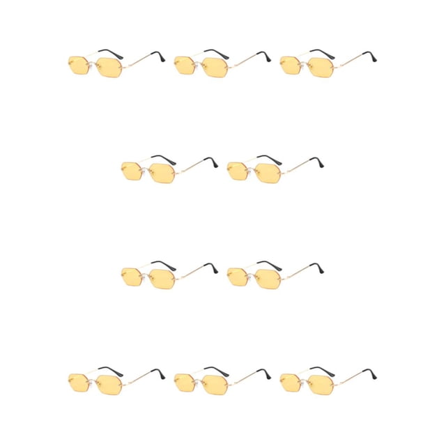 Sonducket Gafas de sol rectangulares de metal a la moda con visión clara y protección con materiales resistentes amarillo dorado amarillo oro 10Conjunto