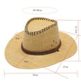 thumbnail image 2 of IDALL Cowboy Hat Straw Hat Adult Casual Plaid Summer Western Fashion Cowboy Sun Hat Wide Brim Travel Sun Cap Western Hat Summer Hats White One Size, 2 of 2