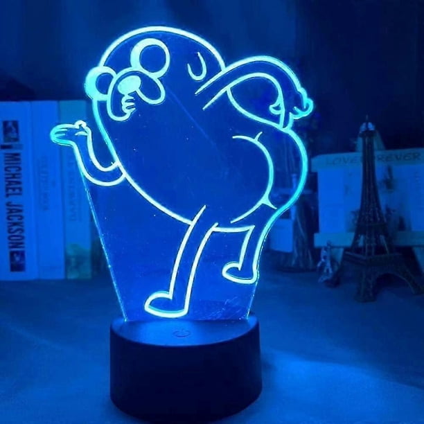 SCSYV Adventure Time Jake The Dog Bend Over Figure 3D Night Light, Acrylic Panel Abs Base USB Cable Illusion Effect Multi-Color Remote Control Lamp
