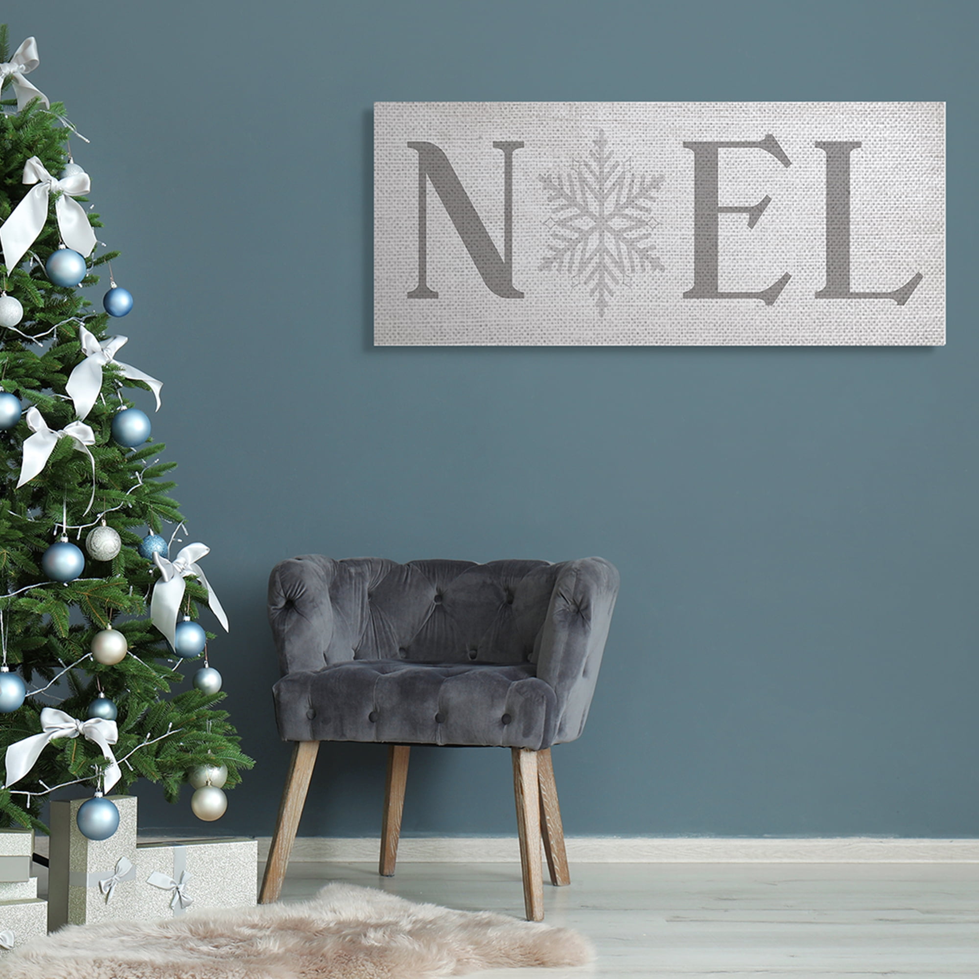 Stupell Industries Noel Christmas Phrase Winter Snowflake Typography Typography Painting Gallery Wrapped Canvas Art Print Wall Art, 17 x 40