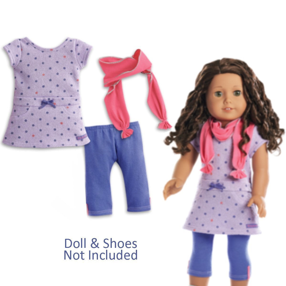 American Girl Doll Truly Me Recess Ready Outfit Dress Leggings Scarf No Shoes 