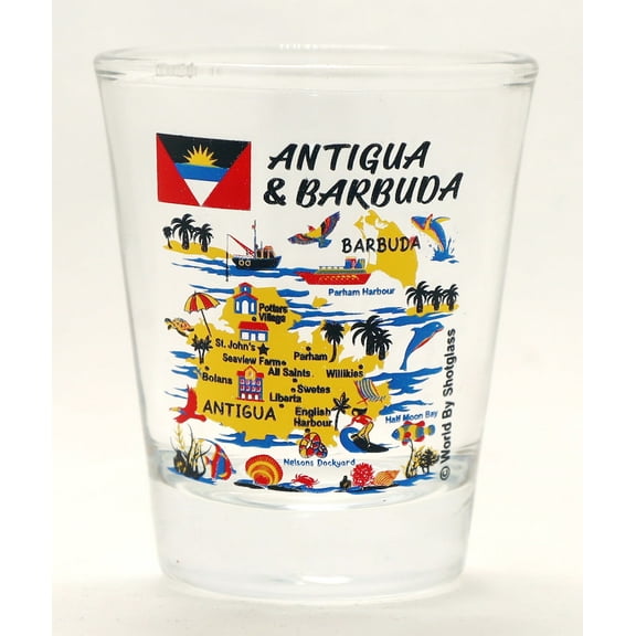 Antigua & Barbuda Landmarks and Icons Collage Shot Glass