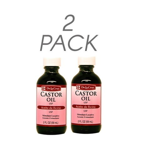 De La Cruz Castor Oil Stimulant Laxative, Expeller-Pressed, Non-GMO, USP Grade, 2.2 Fl Oz/59 mL. Pack of