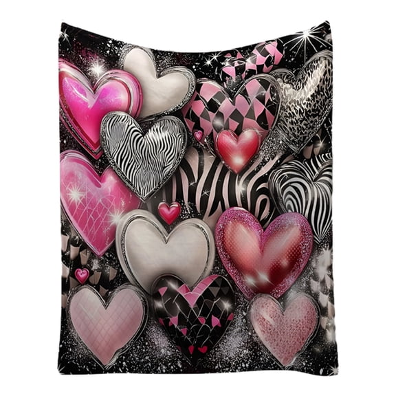 Cheapark Valentines Day Flannel Blanket - Extra Soft Fleece Bed Sofa Decor, Warm Comfortable Throw for Christmas & Valentines Day Home Coziness
