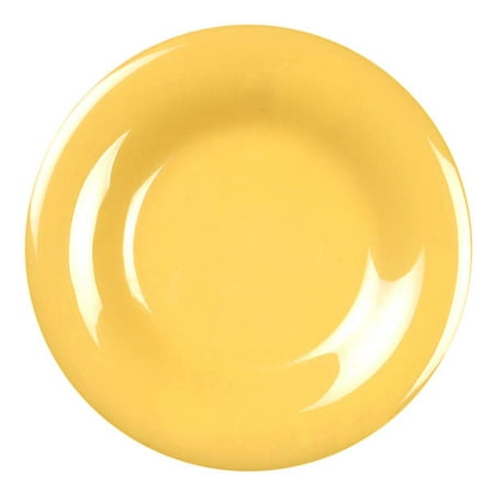 

6 1/2 Dia. x 3/4 H Wide Rim Plate Yellow Melamine Pack of 6 8 packs