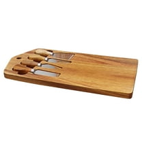 unbranded 1 Set Cutting Board Wooden Chopping Board with Butter Cheese Fork Cutters