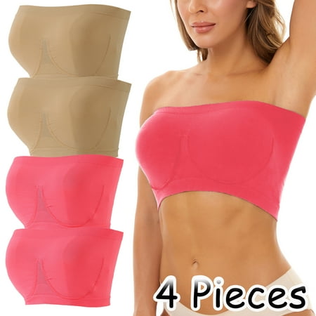 

Meichang Strapless Bras for Women No Wire Push Up T-shirt Bras Seamless Full Coverage Bralettes Shapewear Everyday Full Figure Bra Sets 4 Pack