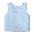 thumbnail image 4 of Women's V Neck Short And Linen Vest Solid Color Sleeveless Shirt, 4 of 4
