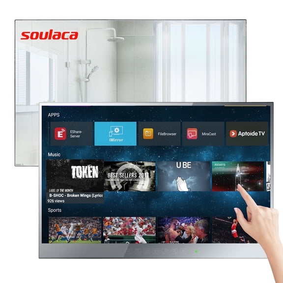 Soulaca 22 inches Touchscreen Smart Mirror For Bathroom Television LED TV ATSC DTV with WiFi &Bluetooth (On Sale)