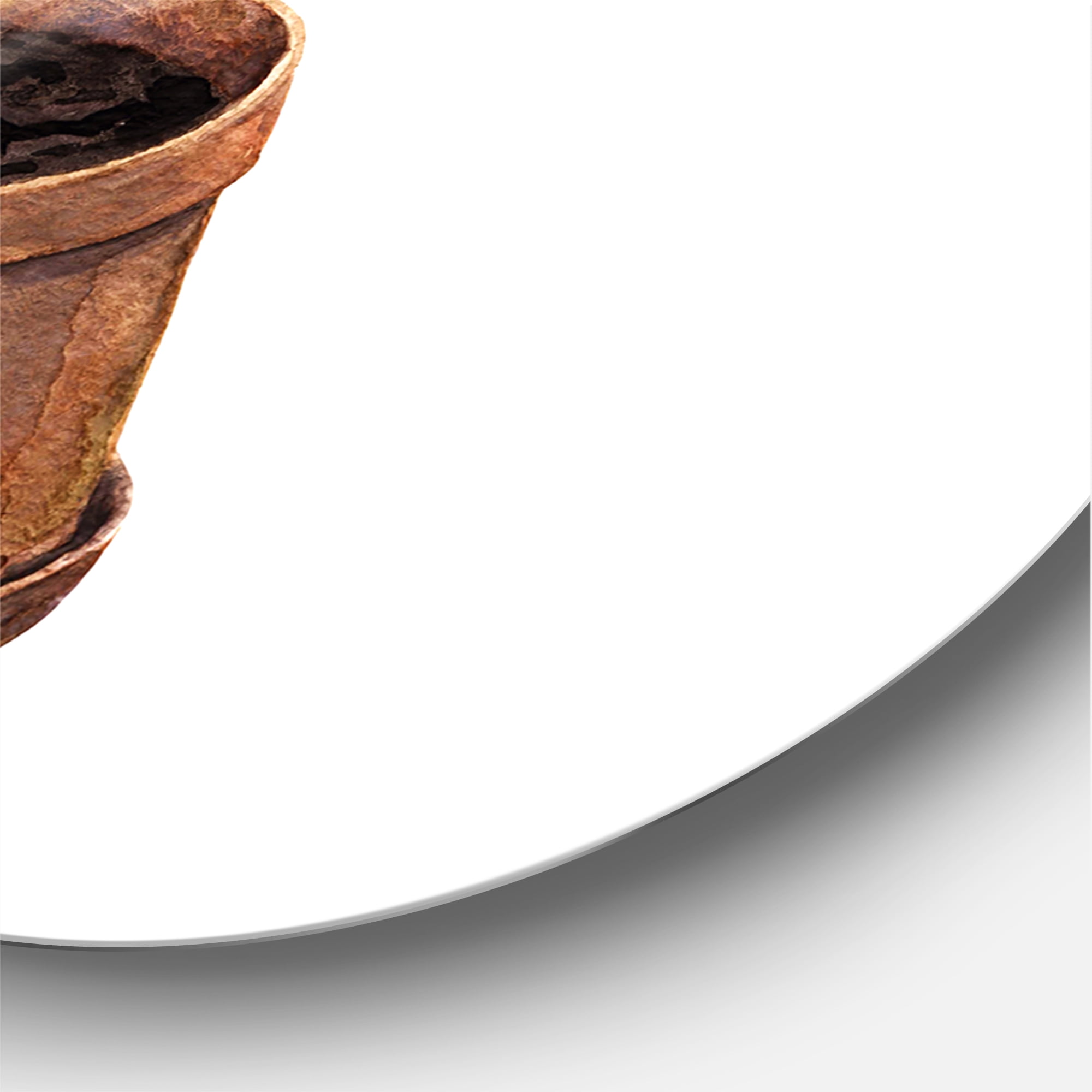 Designart 'Ficus Lyre Plant In Clay Flowerpot' Traditional Circle Metal Wall Art 36x36 - Disc of 36