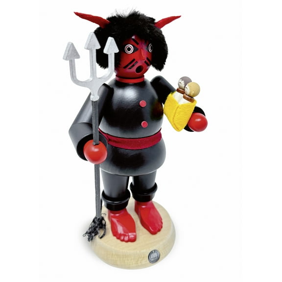 Smoker Krampus, 23 cm high, original Erzgebirge by Müller Seiffen