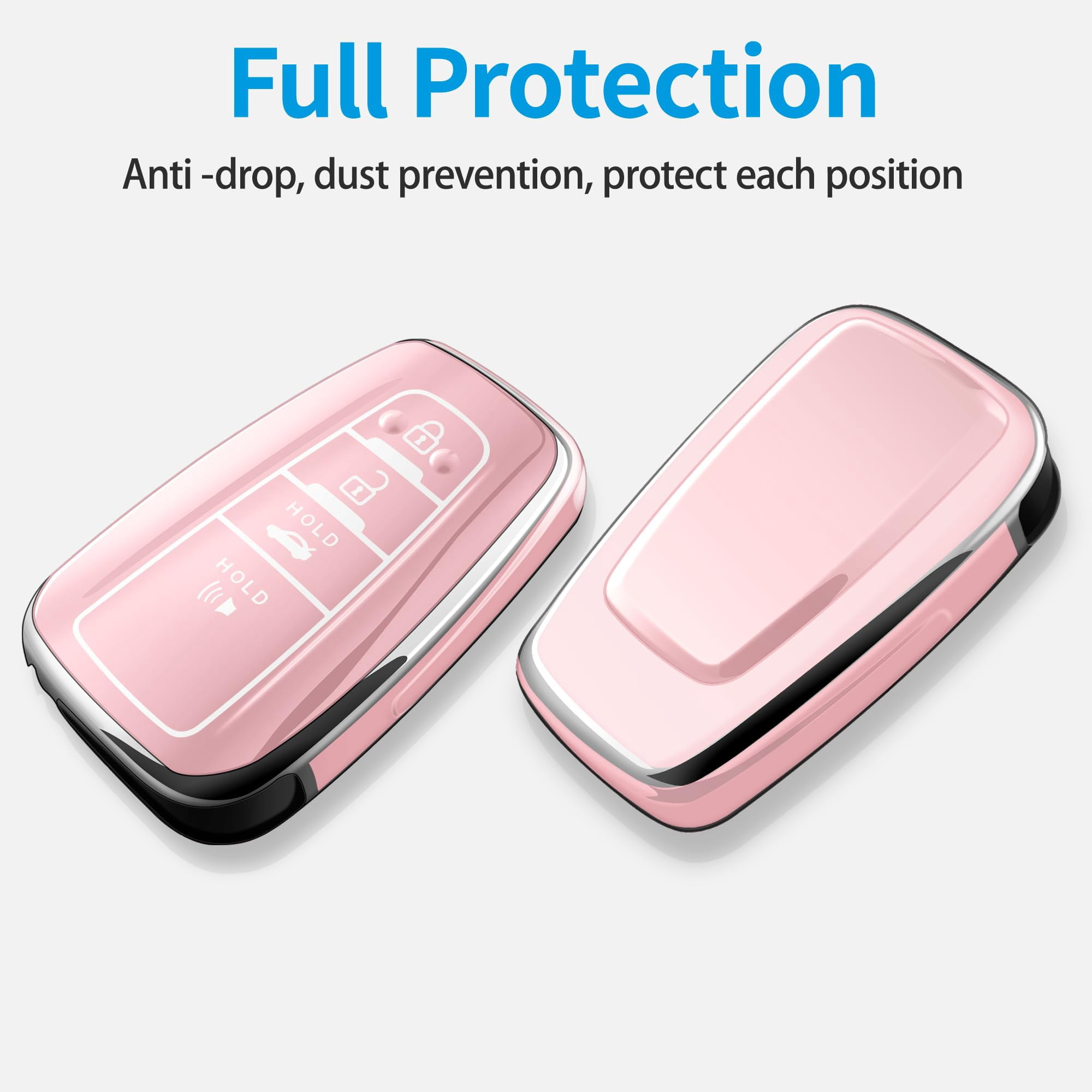 for Toyota Key Fob Cover with Keychain,Special Soft TPU Key Case Protector Compatible with 2020-2022 Highlander Corolla Prius,2018-2024 RAV4 Camry Avalon C-HR GT86
