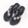 thumbnail image 1 of Stylish Women‘s Floral Rhinestone Flip Flops - Comfortable Open Toe Slip On Flat Slide Sandals for Outdoor Beach Wear, 1 of 6