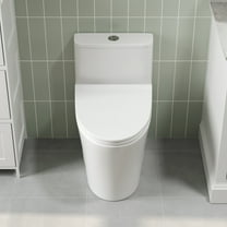 1- Piece 1/1.28 GPF Dual Flush Elongated Toilet in White Comfortable Height 12 in. Rough-In, Soft Close Seat Included
