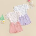 thumbnail image 3 of Gupgi T-Shirts à Manches Courtes à Pois pour Filles Tout-Petits Ensemble 2 Pcs Tenue d'Été, 3 of 9