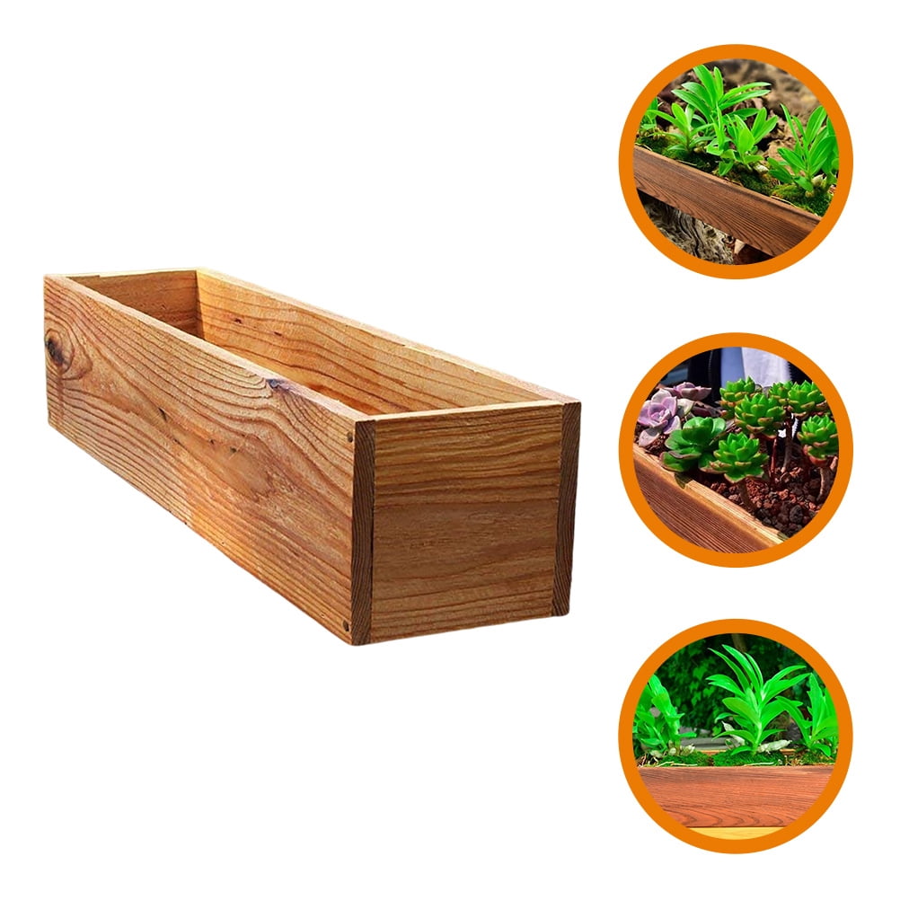 OFFIGAM Rustic Wooden Planter Box Rectangular Flower Bed Pot for and Garden Outdoor Decor