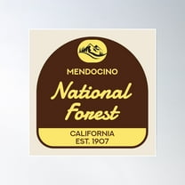 Vintage Mendocino National Forest Poster Wall Art, Modern Wall Decor, 24x24 UNFRAMED