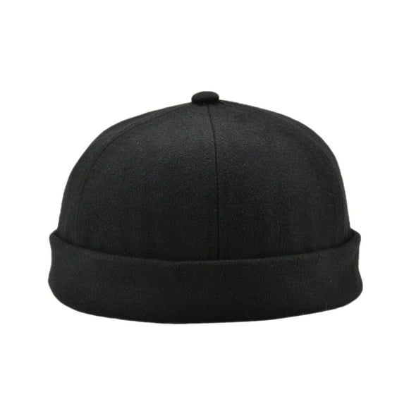1pc Nuevo Skullcap Unique Street Casual Docker Hat Gorra Sólida Sin Borde , Negro, Único Yinane sombrero de moda