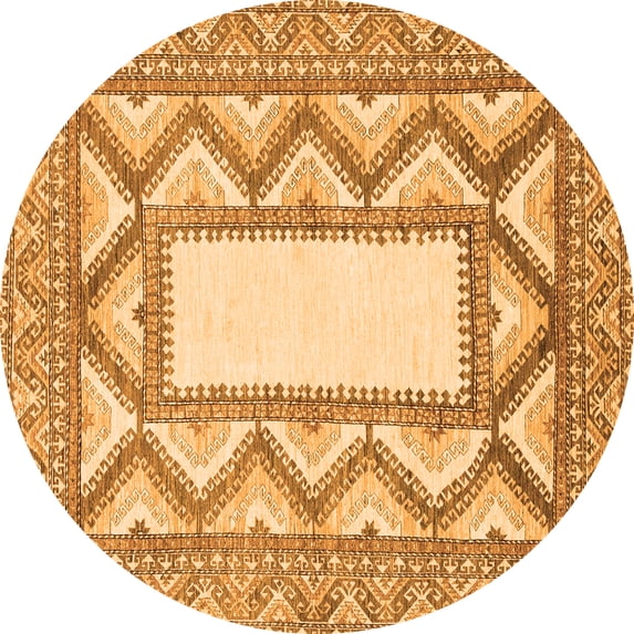 Ahgly Company Indoor Round Abstract Orange Modern Area Rugs, 8' Round