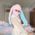 thumbnail image 1 of Mefallenssiah Head Cover New Sweet Cool Wind Hat Hand-Knitted Plush Hat Big Rabbit Ears Thickened Warm Mask, 1 of 2