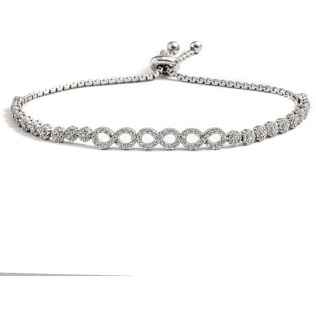 Pori Jewelers CZ Sterling Silver Multi-Infinity Friendship Bolo Adjustable Bracelet