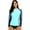 Aqua-stripe-navy, variant on Charmo Women's Rashguard Swimwear Striped Swim Shirt UPF 50+ Sun Protection Rash Guard Top for Swimming, Hiking, Surfing