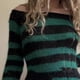 thumbnail image 5 of Women Long Sleeve Bodycon Mini Sweater Dress Harajuku Gothic Colorblock Striped Sexy Off Shoulder Ripped Knitted Dresses Green L, 5 of 5