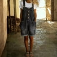 thumbnail image 2 of Women's Y2K Denim Shortalls Button Front Wide Leg Loose Jean Shorts Romper Jumpsuits M, 2 of 5