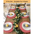 thumbnail image 4 of 13 Inch Round Placemats Set of 4, Vintage Coral Red Non Slip Heat Insulation PP Table Mats, Farmhouse Retro Solid Color Linen Texture Washable Place Mats for Kitchen Dining Party Table Decor, 4 of 7