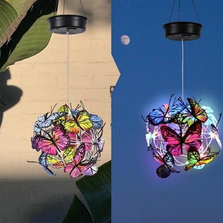 

Tfalo Solar Christmas Lights Outdoor Waterproof Butterfly Ball Light Garden Decoration Chandelier With Power
