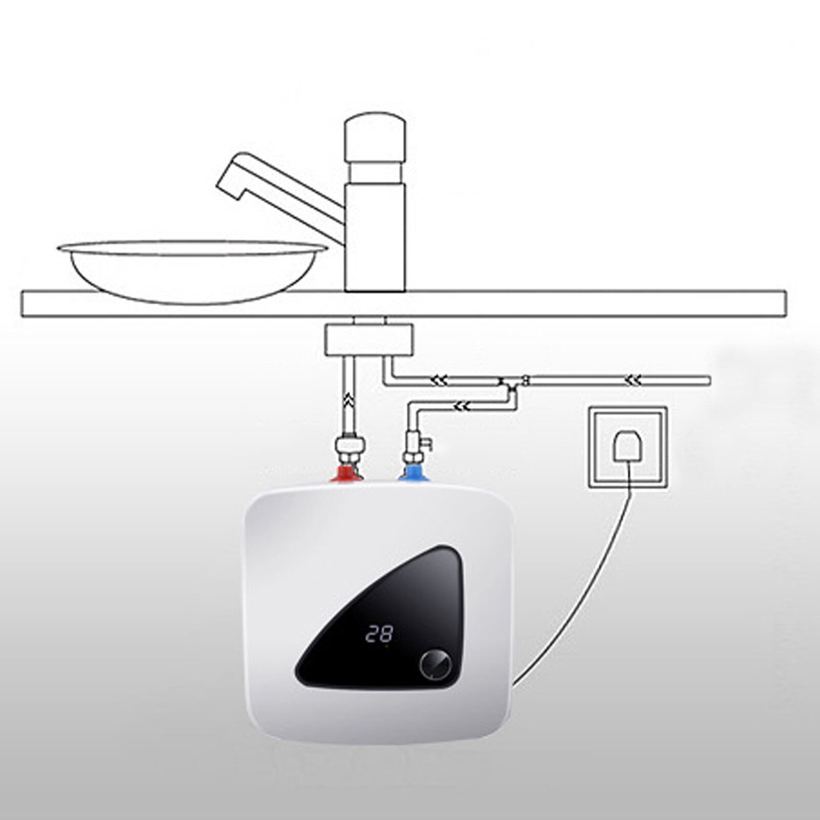 PEAKORA1500W Electric Water Heater Instant Hot Water Heater Under Sink For Kitchen 110V