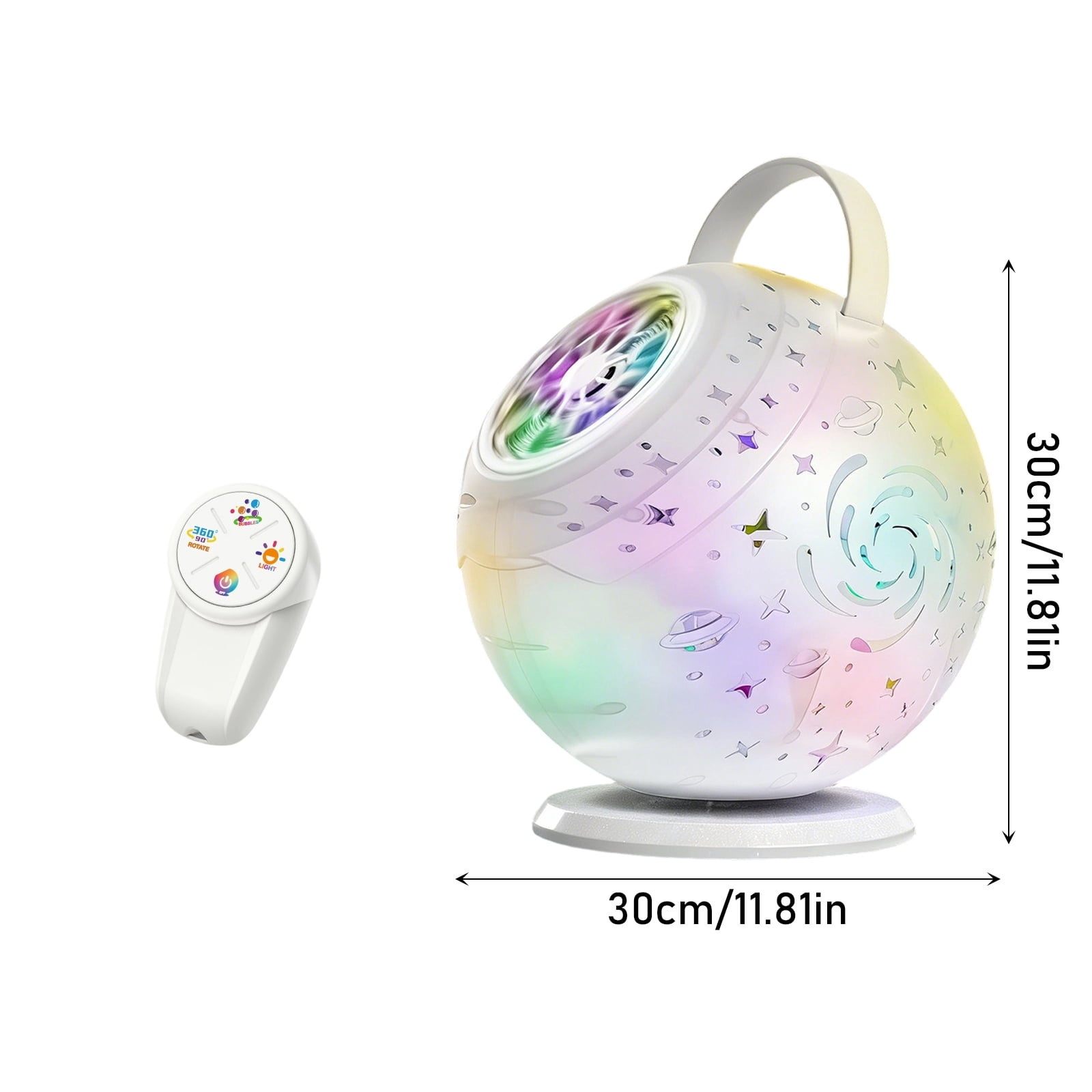 2-in-1 Galaxy Projector Bubble Machine with Remote Control 360 Degree Rotation 7 Colors USB-C Rechargeable for Party Home Decor Outdoor Gathering Stress Relief