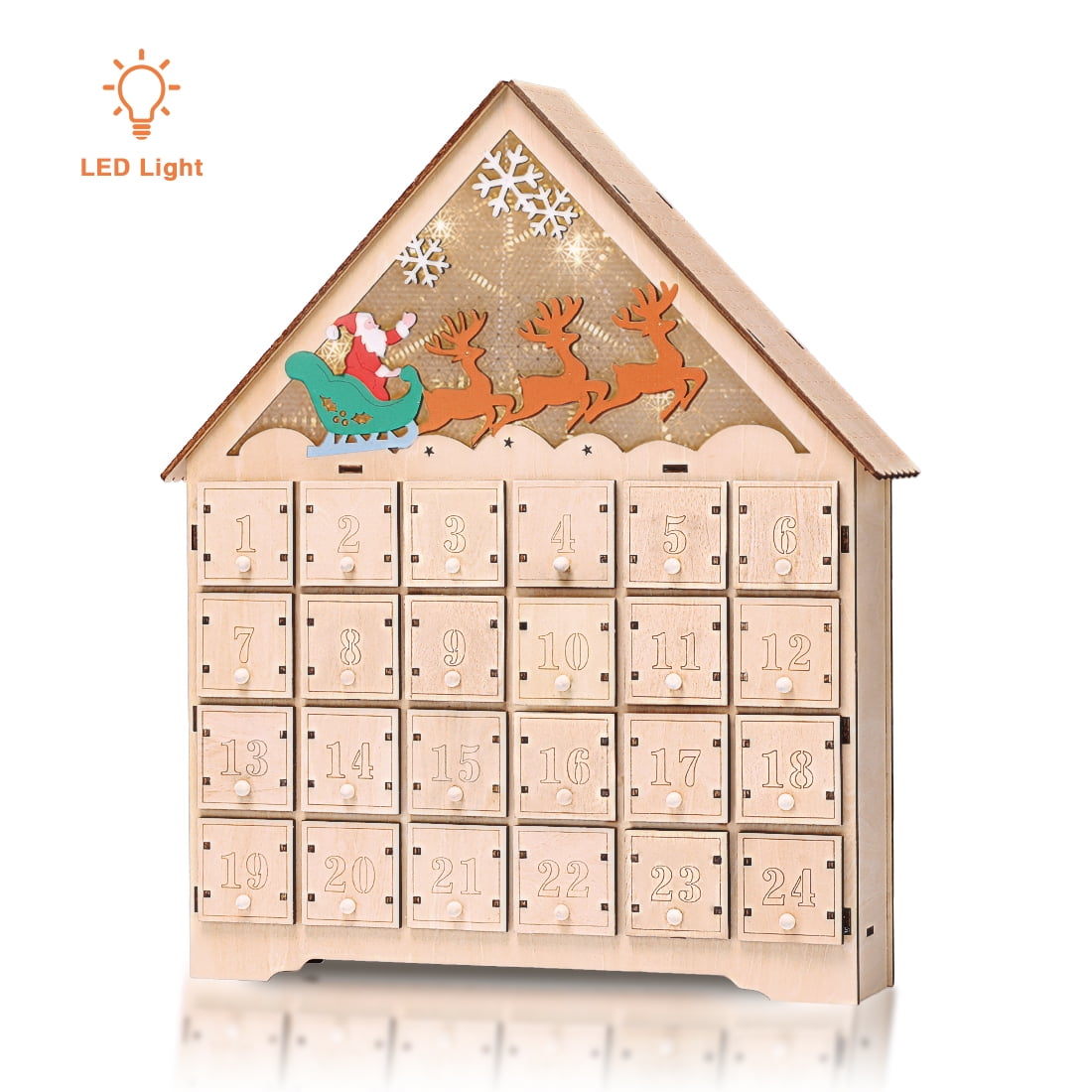 11.5 Red LED Sleigh and Village Christmas Count Down Advent Calendar