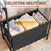 Clothes Rack, Portable Closet, Freestanding Closet Organizer with Curtain, 4 Tier Garment Rack for Bed Room, Black