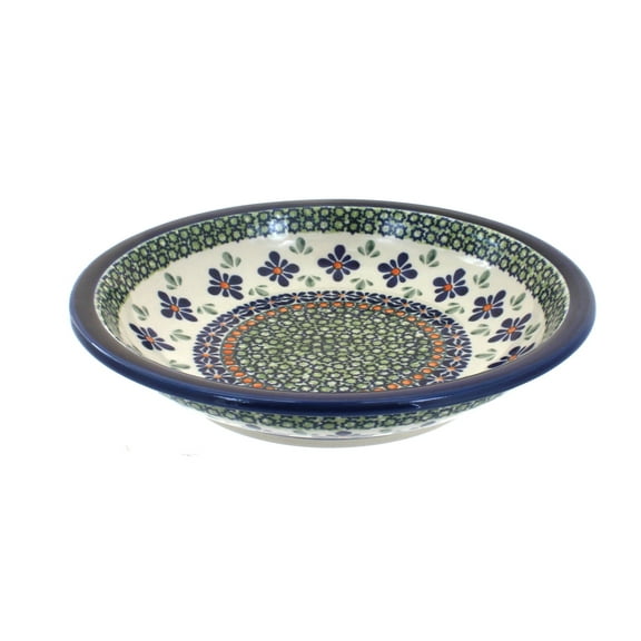 Blue Rose Polish Pottery Mosaic Flower Soup Plate