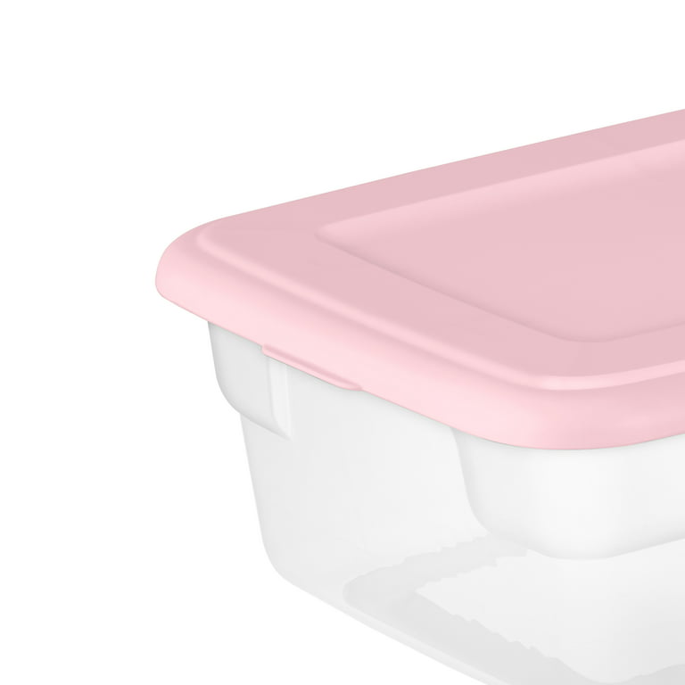 Sterilite Plastic 12 Qt. Storage Box Blush Pink Set of 16