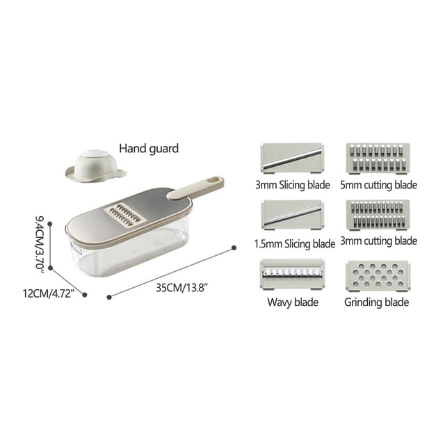 Vegetable Chopper, Multifunctional Vegetable Cutter with 6 Interchangeable Blades, Kitchen Slicer Dicer and Shredder with Container for Carrots, Onions, Potatoes, Meal Prep and Daily Home Cooking