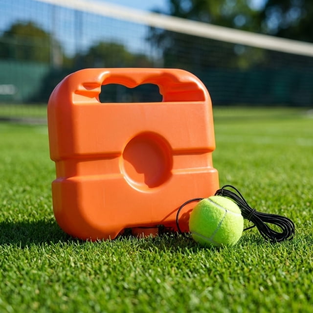 Tennis Ball Practice Trainer | Rope Ball with Placement Base | Solo Tennis Training Aid | Swing Practice Tool for Court or Home | Portable Tennis Trainer with String