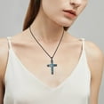 thumbnail image 6 of Coachuhhar Cross Necklace 925 Sterling Silver Western Turquoise Pendant Necklace Gothic Black Jewelry Gifts for Men Women, 6 of 8