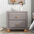 thumbnail image 2 of Upholstered Nightstand with 2 Drawers and Storage for Bedroom/Living Room/Home, Modern Style, Light Gray, 2 of 8