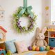 thumbnail image 5 of Uuiauoio Easter Wreath for Front Door Easter Eggs Sign Kitchen Cabinet wreaths Spring Flower Decorations with Ribbon Bow for Window Home Table Centerpiece Farmhouse Decor, 5 of 6