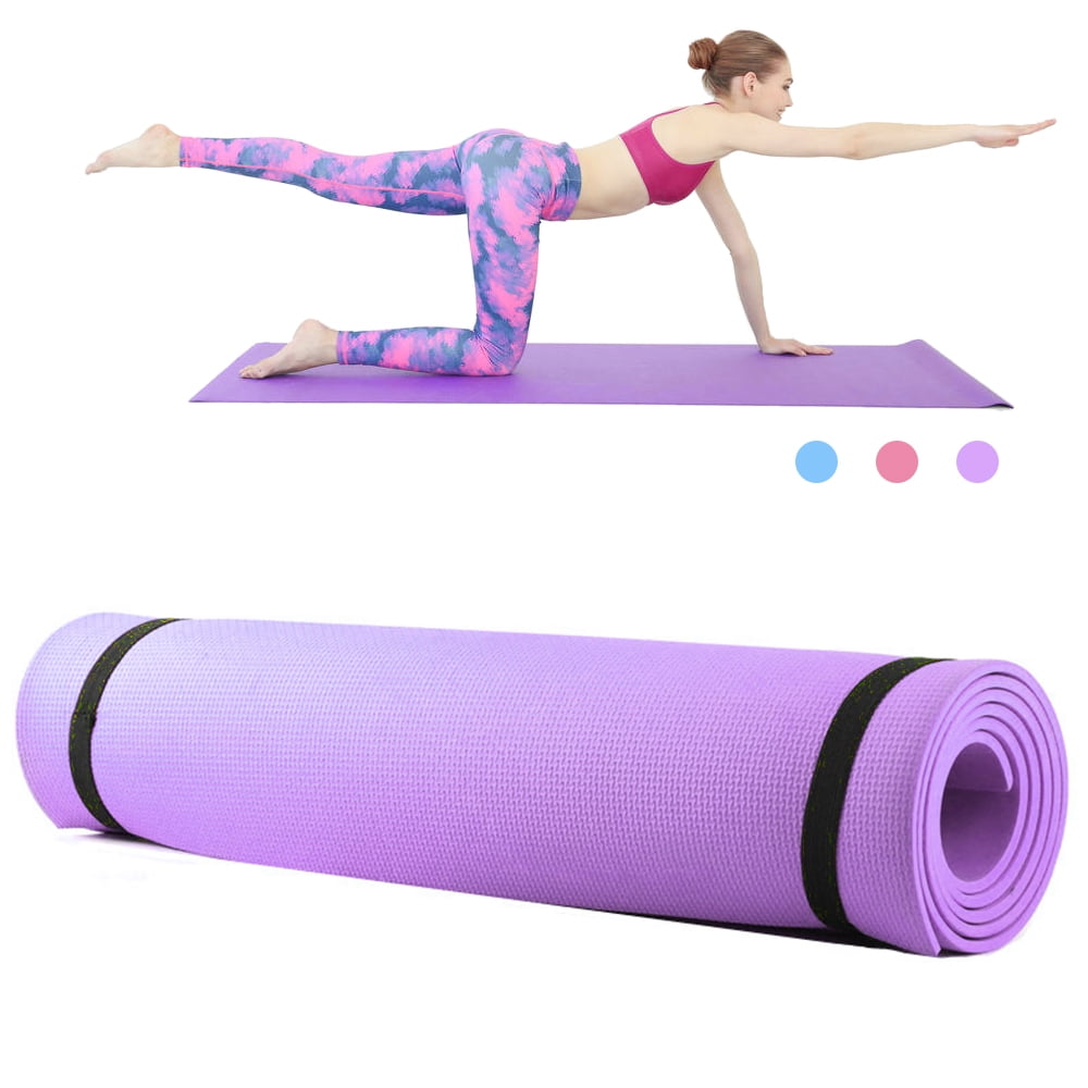 Yoga Mat Large Thick Non Slip With Carrier Strap Exercise Pilates Gym Work Mats 