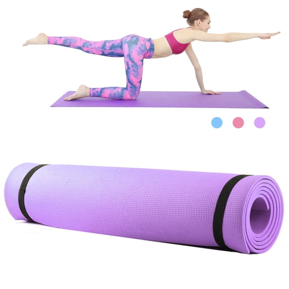 Yeacher 6mm Thick EVA Foam Yoga Mat Non Slip Yoga Pilates Exercise Fitness Mat 68X24 Inch