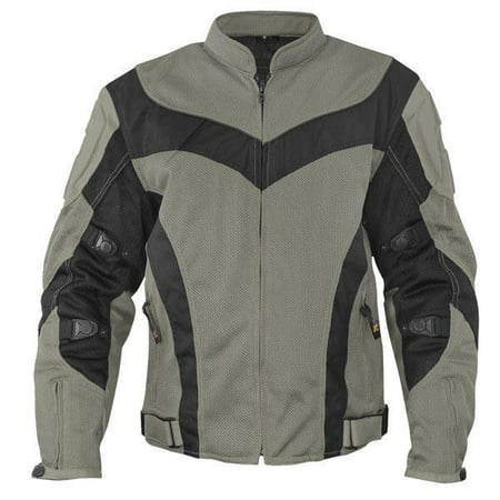 Xelement Xelement CF6019 'Invasion' Men's Gray/Black Mesh Armored Motorcycle Jacket with Gun Pocket Gray