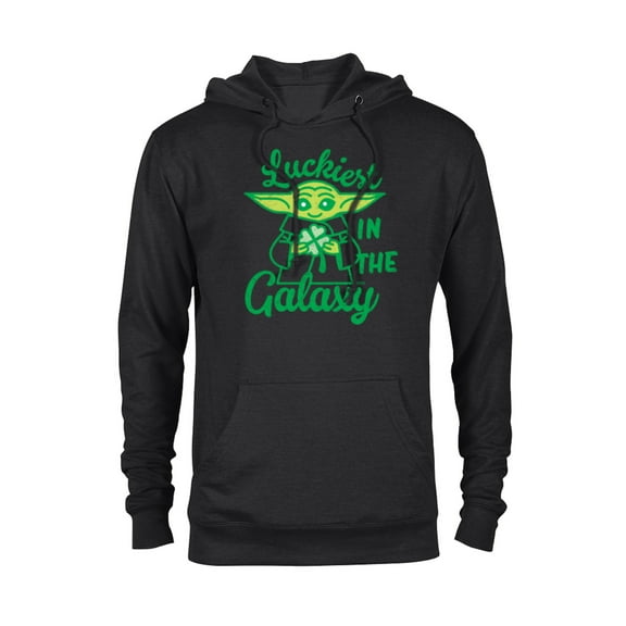 Star Wars The Mandalorian Grogu Luckiest in the Galaxy - Pullover Hoodie for Adults - Customized-Black