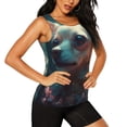 thumbnail image 2 of Fotbe Cute Flower Chihuahua Puppy Blusas Sin Mangas para Mujer – Estilo Casual, Corte Suelto, Slim-Fit, Cuello Redondo Deportivo, Tops de Verano para Gimnasio y Yoga-Small, 2 of 7