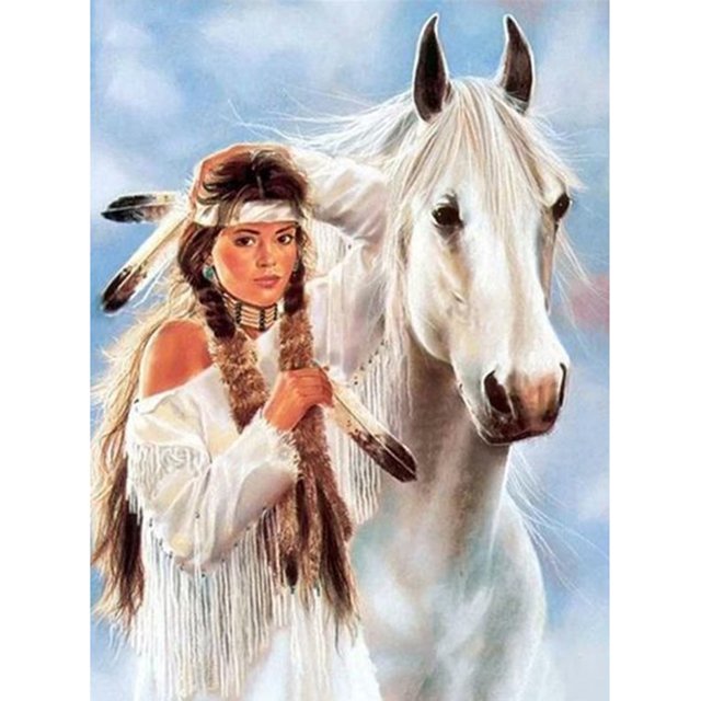 Cuadros Decorativos (DB0754) 5D cuadrado diamante pintura mujer y caballo Kit pared arte artesanía 40x50cm Ndcxsfigh Nuevos Originales