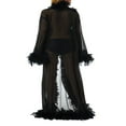thumbnail image 3 of Peignoir à Manches Longues en Plumes pour Femmes Lingerie Transparente Kimono Robe de Mariée, 3 of 6